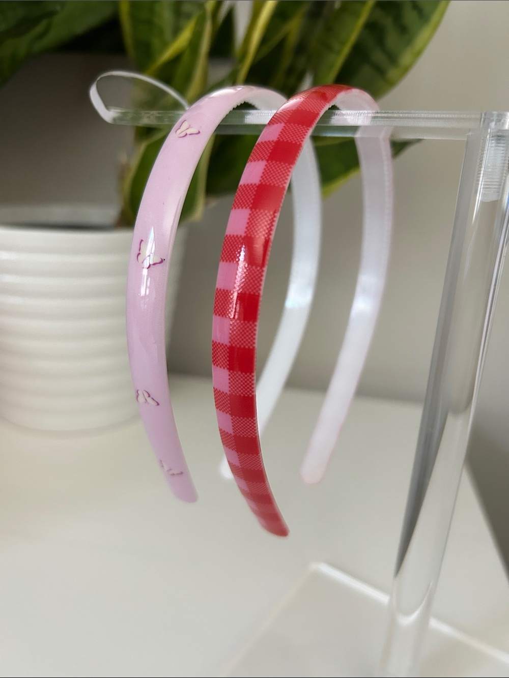 Cat & Jack Pink and Red Girls Headband Set - Butterflies & Gingham